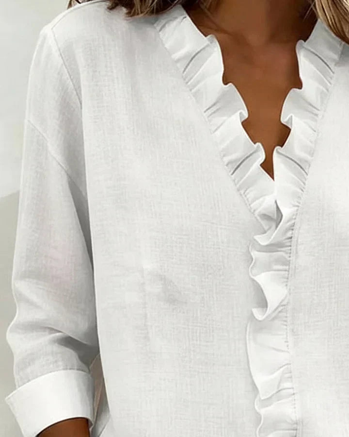 Rachel | Bluse mit V-Ausschnitt und Rüschen