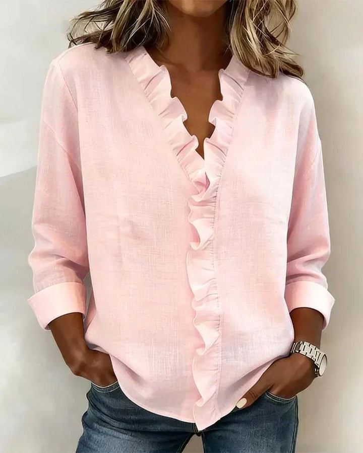 Rachel | Bluse mit V-Ausschnitt und Rüschen