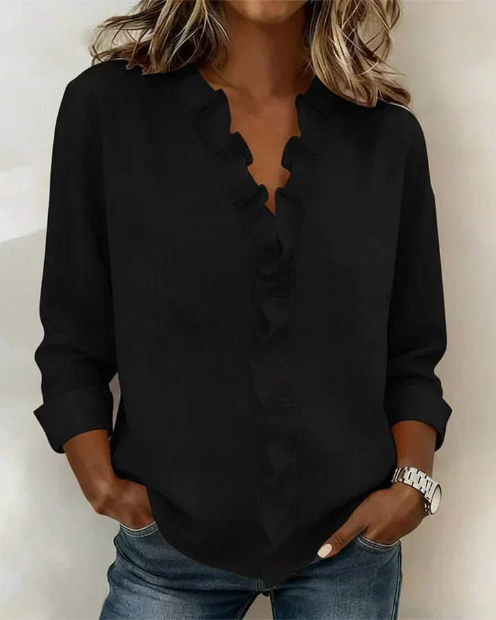 Rachel | Bluse mit V-Ausschnitt und Rüschen