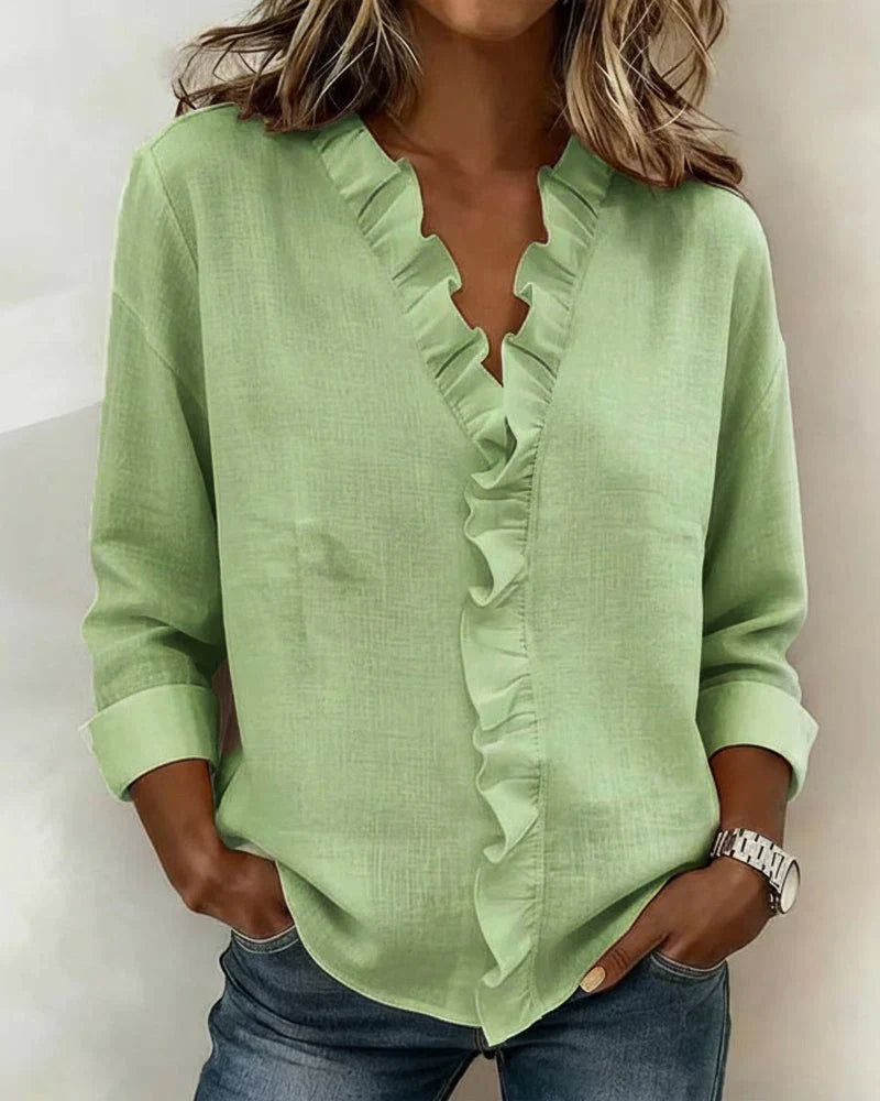Rachel | Bluse mit V-Ausschnitt und Rüschen
