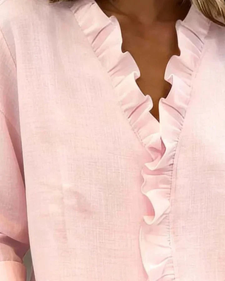Rachel | Bluse mit V-Ausschnitt und Rüschen