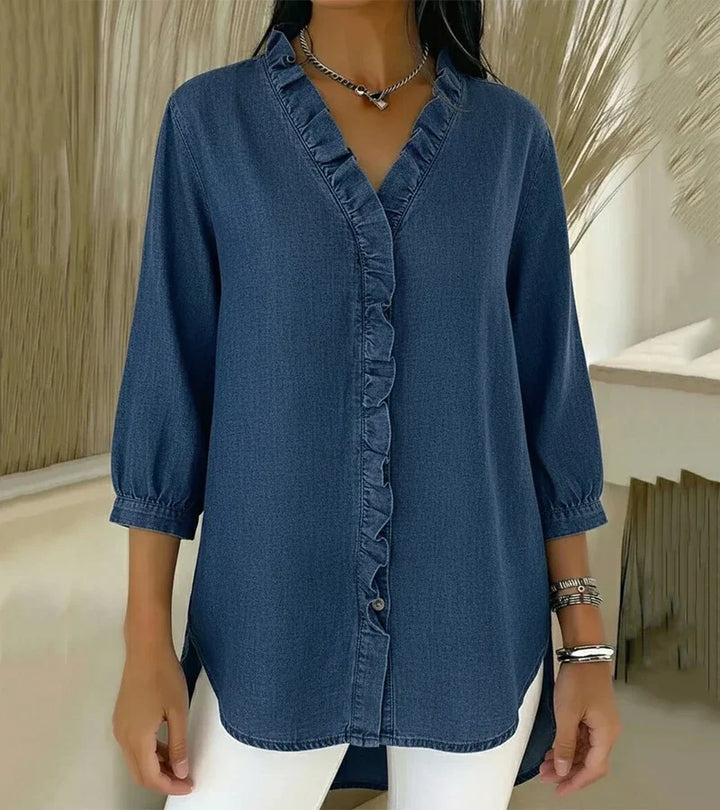 Victoria | V-Neck Blouse with Ruffle Details