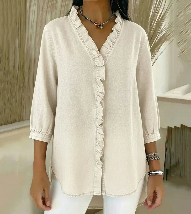 Victoria | V-Neck Blouse with Ruffle Details