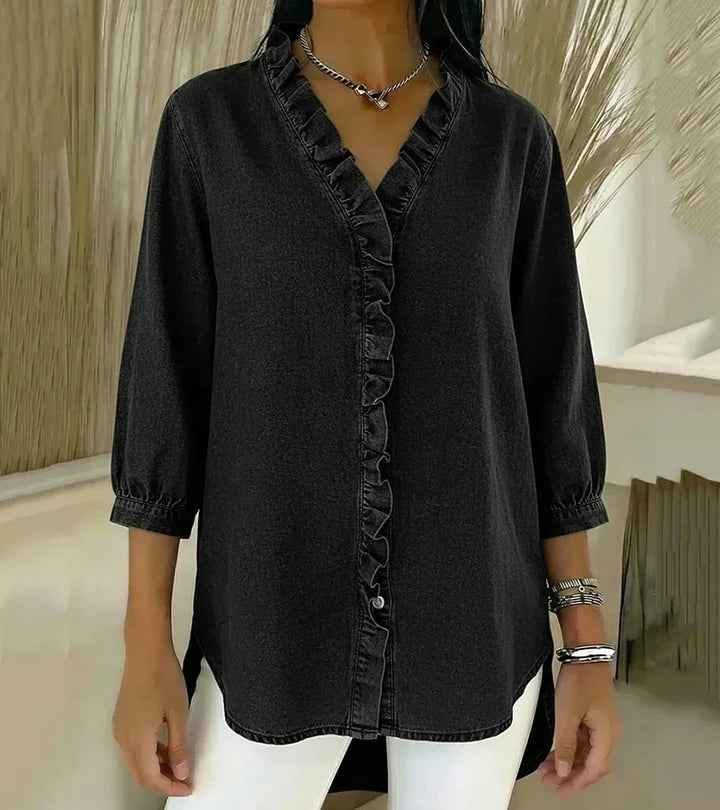 Victoria | V-Neck Blouse with Ruffle Details