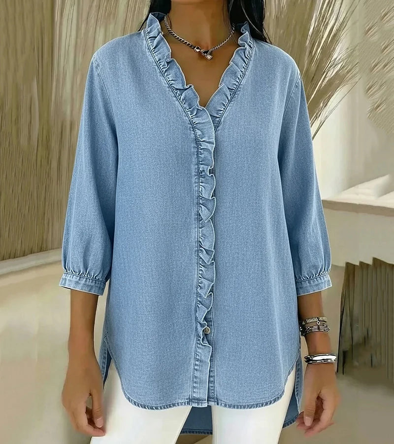 Victoria | V-Neck Blouse with Ruffle Details