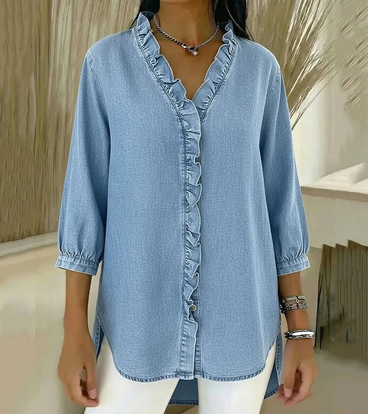 Victoria | V-Neck Blouse with Ruffle Details