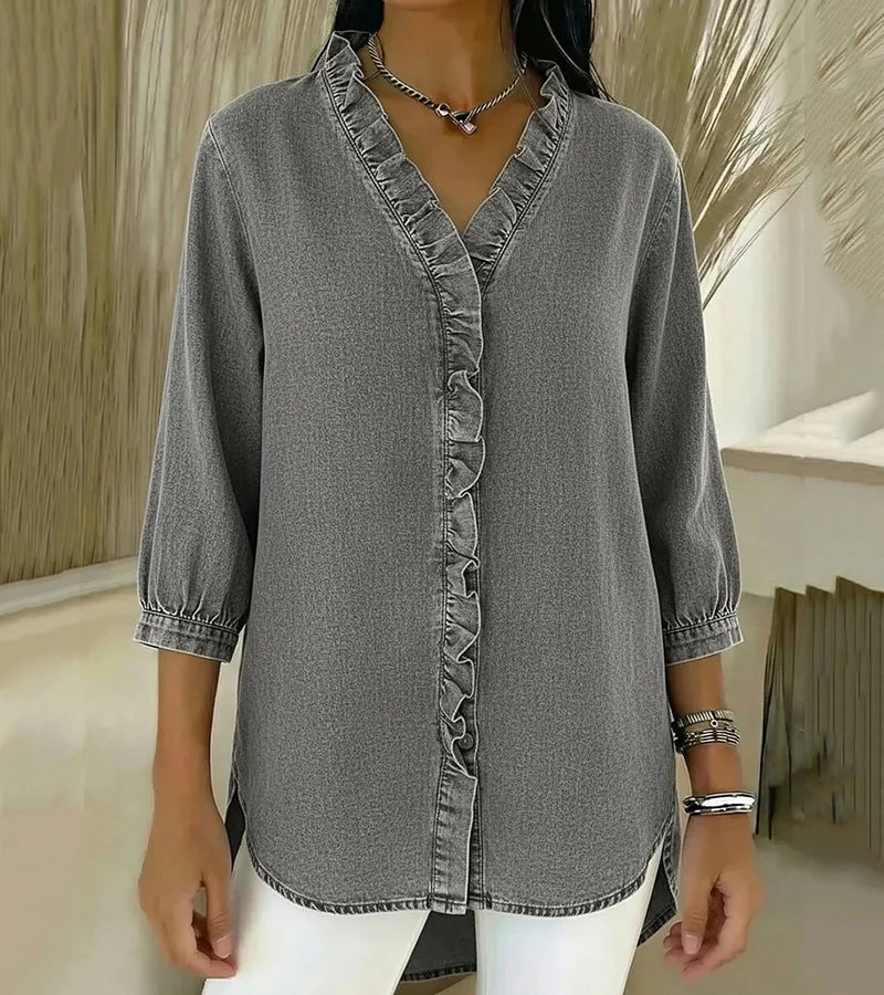 Victoria | V-Neck Blouse with Ruffle Details
