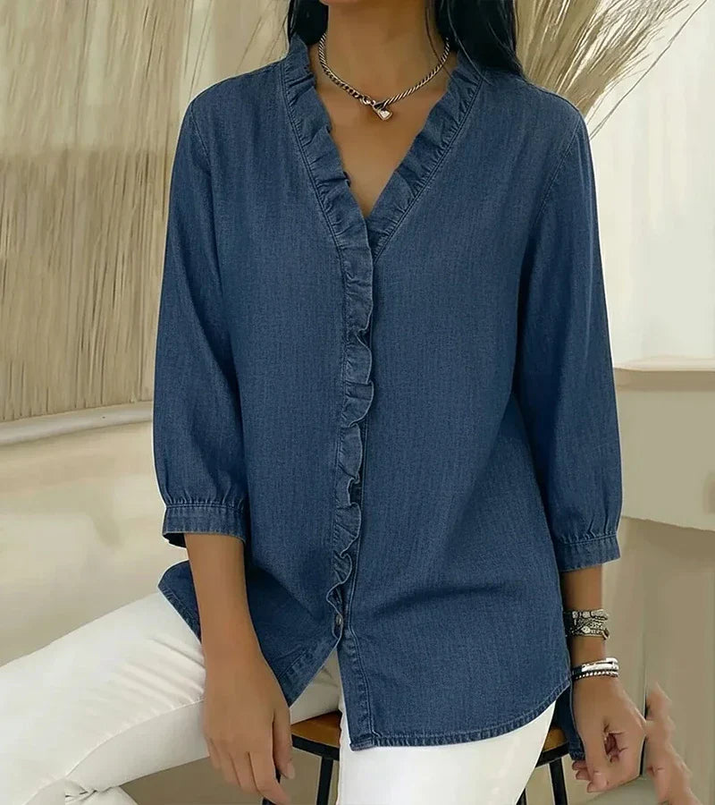 Victoria | V-Neck Blouse with Ruffle Details