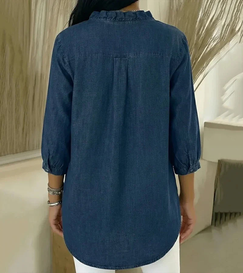 Victoria | V-Neck Blouse with Ruffle Details