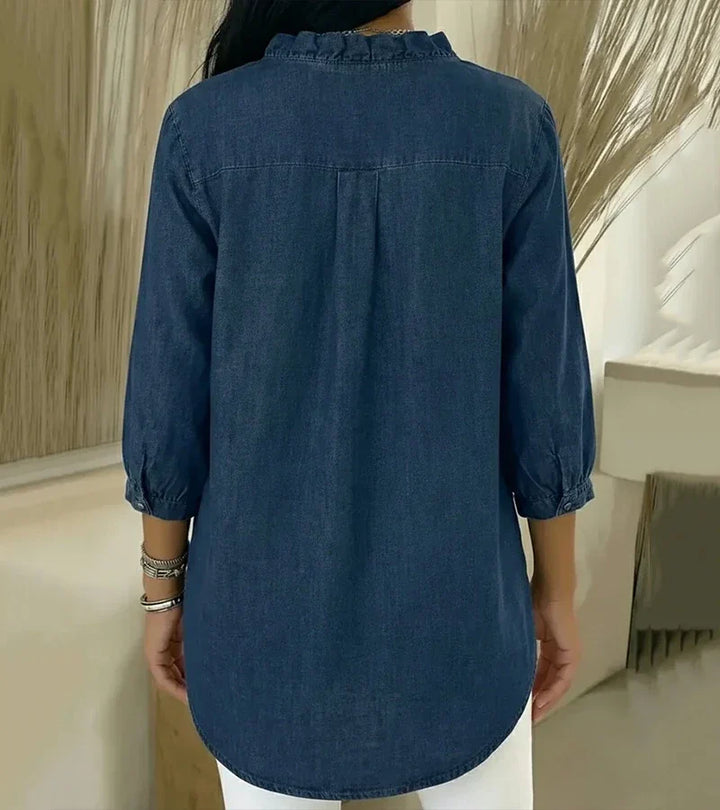 Victoria | V-Neck Blouse with Ruffle Details
