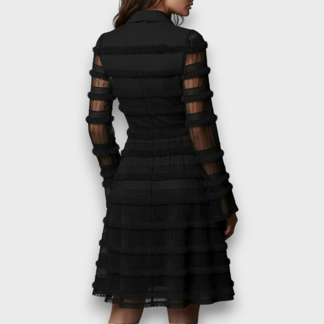 Paige | Midikleid mit transparenten Fransen-Details