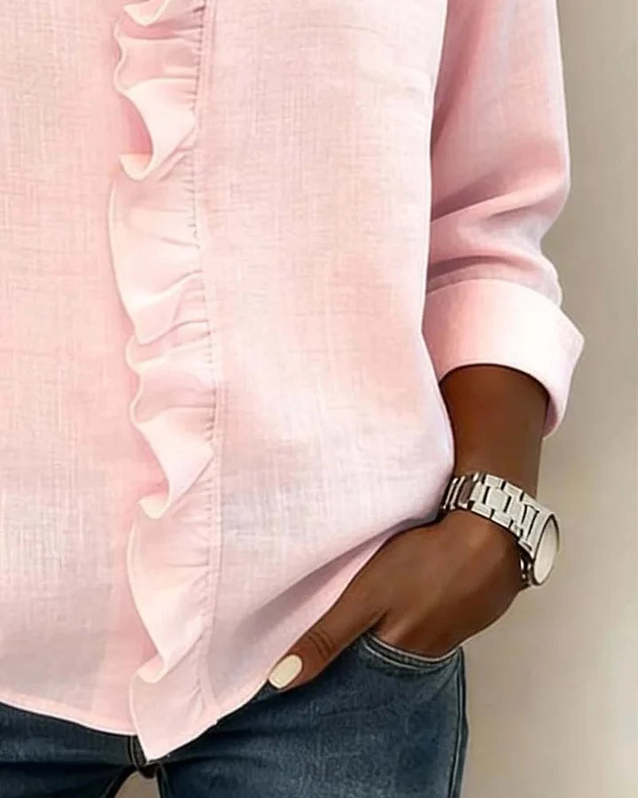 Rachel | Bluse mit V-Ausschnitt und Rüschen