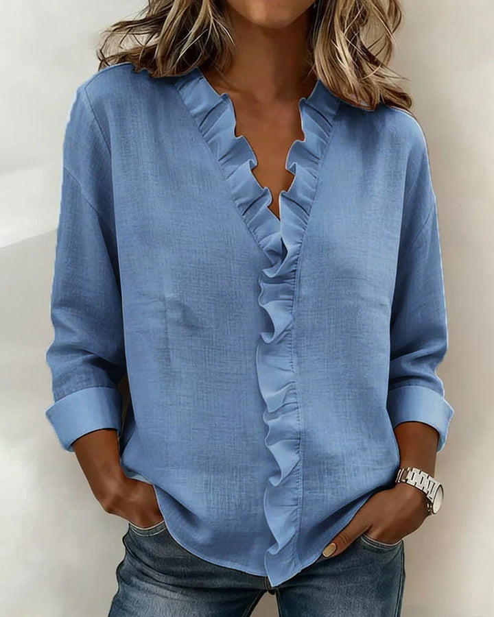 Rachel | Bluse mit V-Ausschnitt und Rüschen