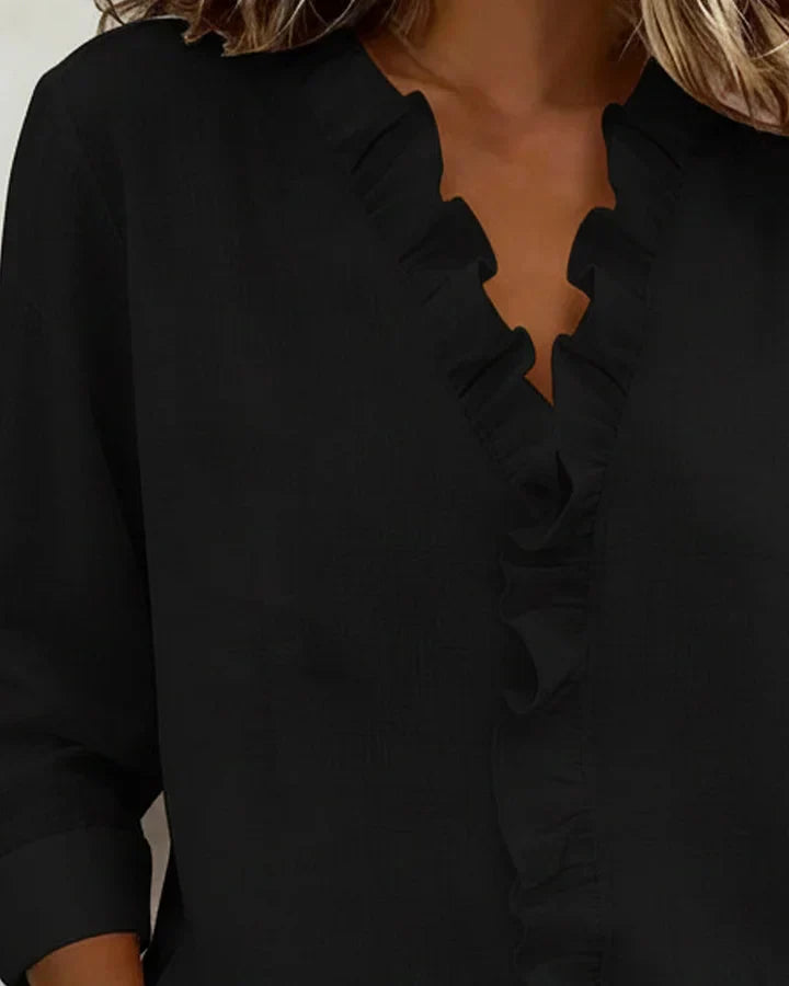 Rachel | Bluse mit V-Ausschnitt und Rüschen